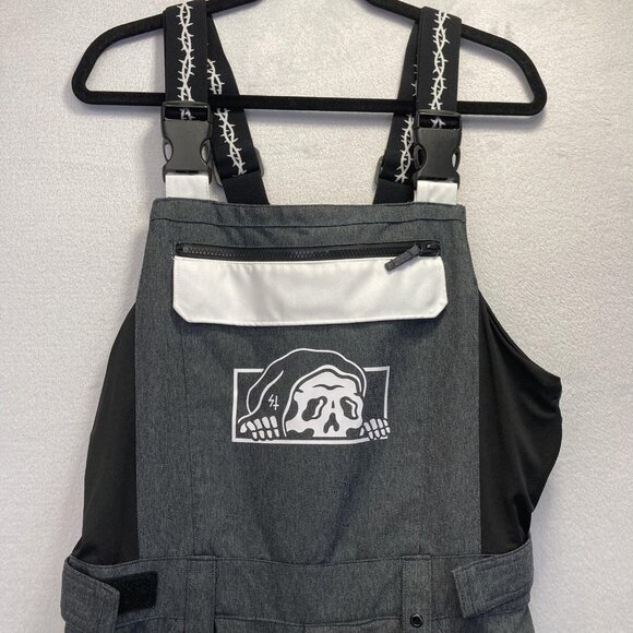 Lurking Class Snow Bibs Mens Medium Gray White Ski Snowboard Skull Overall Pants - Picture 16 of 16